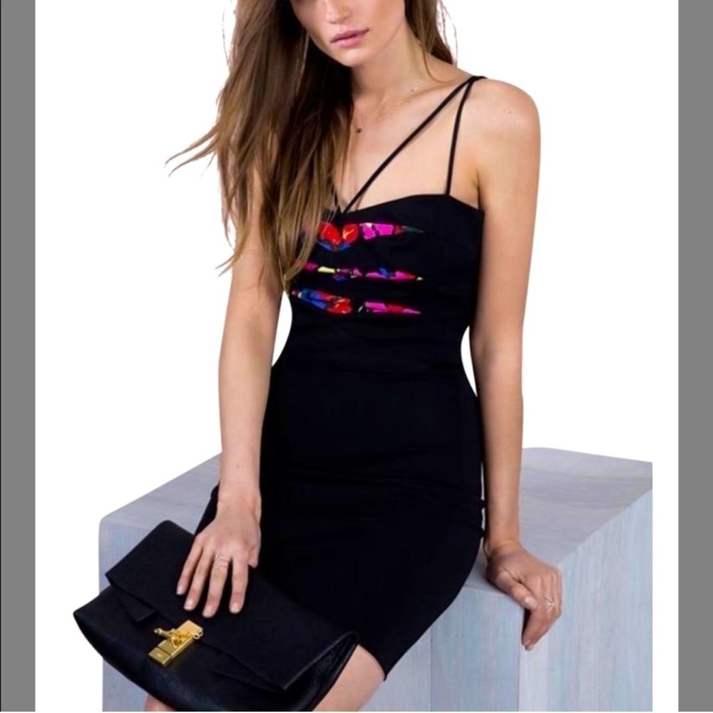 NOAM HANOCH Garden Print Inlay Floral Slip Dress